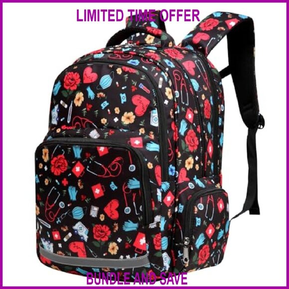 Large 20L Waterproof Laptop Backpack with 12 Pockets for Nursing Work - Picture 2 of 8